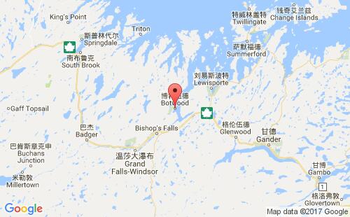 加拿大海運港口博特伍德botwood港口地圖