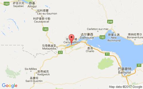 加拿大海運(yùn)港口坎貝爾頓campbellton港口地圖