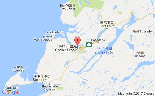 加拿大海運(yùn)港口科納布魯克corner brook港口地圖