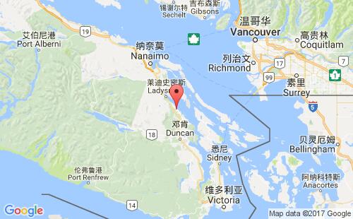 加拿大海運(yùn)港口徹梅納斯chemainus港口地圖