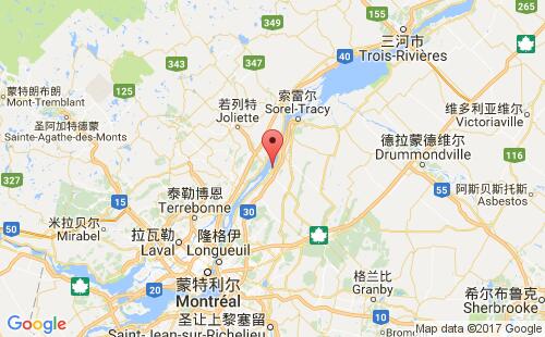 加拿大海運(yùn)港口孔特勒科爾contrecoeur港口地圖