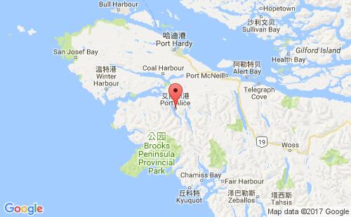 加拿大海運(yùn)港口艾利斯港port alice港口地圖