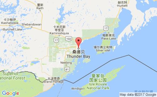 加拿大海運港口散德灣thunder bay,on港口地圖