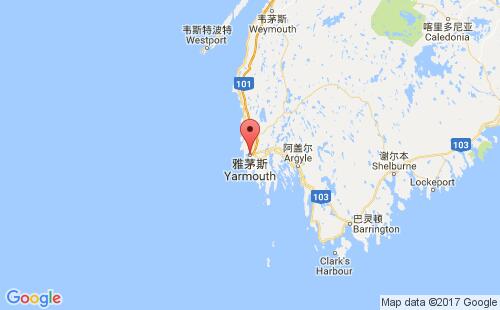 加拿大海運(yùn)港口雅茅思yarmouth,ca港口地圖
