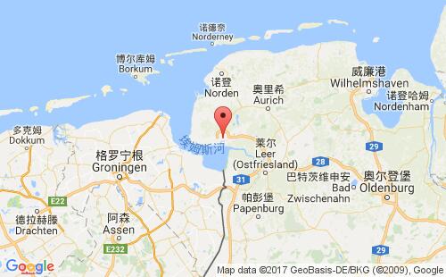 德國(guó)港口埃姆登emden港口地圖