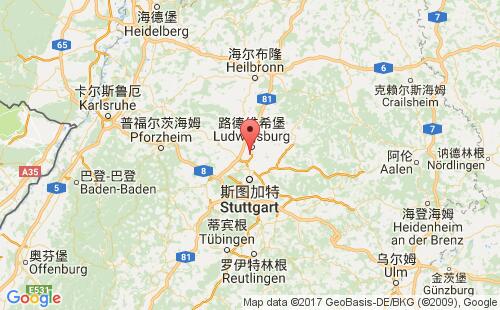 德國(guó)港口科恩韋斯特海姆kornwestheim港口地圖