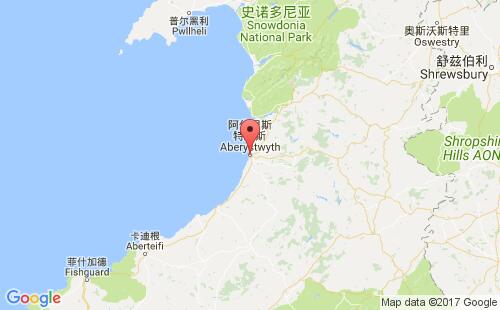英國(guó)港口阿伯里斯特威斯aberystwyth港口地圖