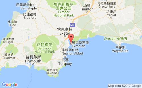 英國港口埃克斯茅斯exmouth港口地圖