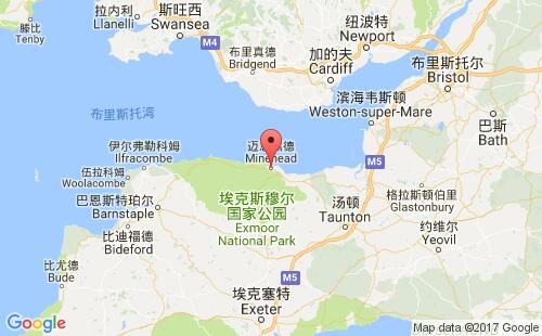 英國(guó)港口邁恩黑德minehead港口地圖