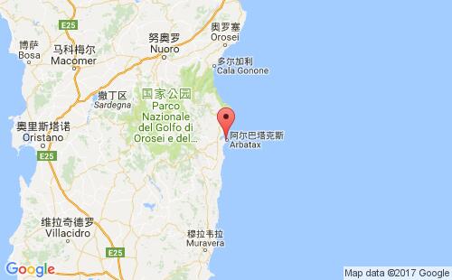 意大利港口阿爾巴塔克斯arbatax港口地圖