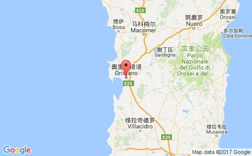 意大利港口奧里斯塔諾oristano港口地圖