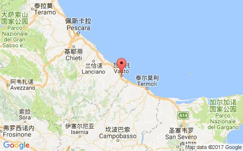 意大利港口瓦斯托vasto港口地圖