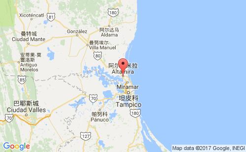 墨西哥海運(yùn)港口阿爾塔米拉altamira港口地圖