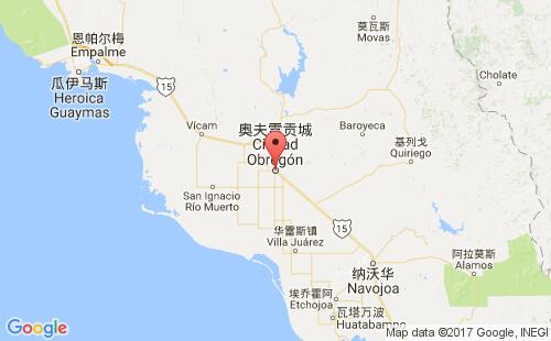 墨西哥海運(yùn)港口奧夫雷貢城cd obregon港口地圖