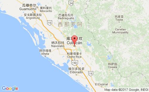 墨西哥海運港口庫利亞坎culiacan港口地圖