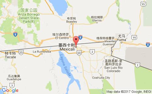 墨西哥海運港口墨西卡利mexicali港口地圖