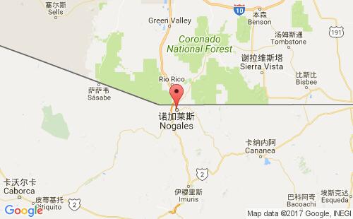 墨西哥海運(yùn)港口諾加萊斯nogales港口地圖