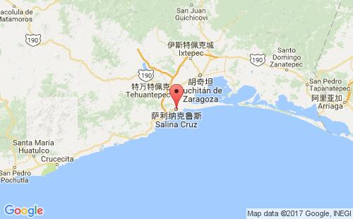 墨西哥海運(yùn)港口薩利納克魯斯salina cruz港口地圖