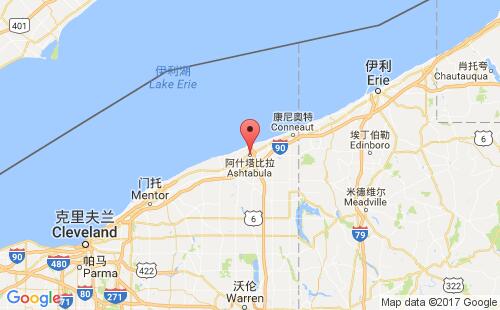 美國海運港口阿什塔比拉ashtabula港口地圖