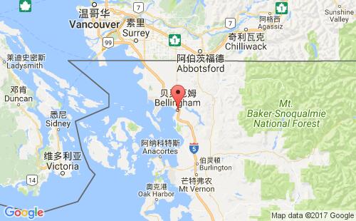 美國(guó)海運(yùn)港口貝靈哈姆bellingham港口地圖