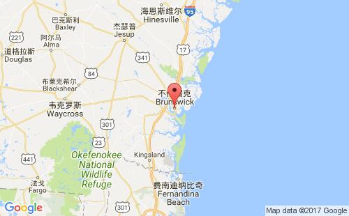 美國海運(yùn)港口不倫瑞克brunswick,ga港口地圖