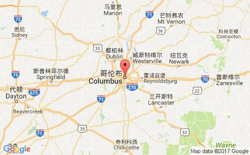 美國海運(yùn)港口哥倫布columbus,oh港口地圖