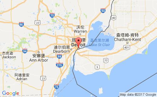 美國海運港口底特律detroit,mi港口地圖
