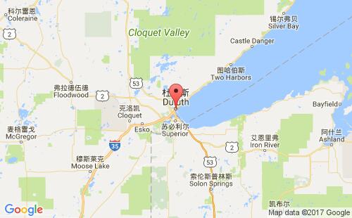 美國海運港口德盧斯duluth港口地圖