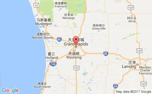 美國海運(yùn)港口大急流城grand rapids,mi港口地圖
