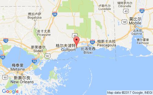 美國(guó)海運(yùn)港口格爾夫波特gulfport港口地圖