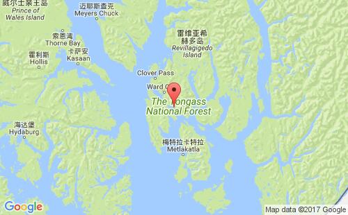 美國海運港口凱奇坎ketchikan港口地圖
