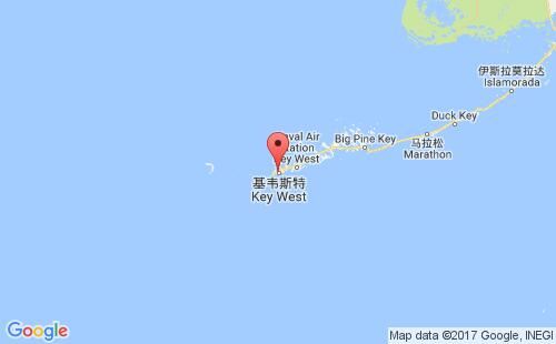 美國海運(yùn)港口基韋斯特key west港口地圖
