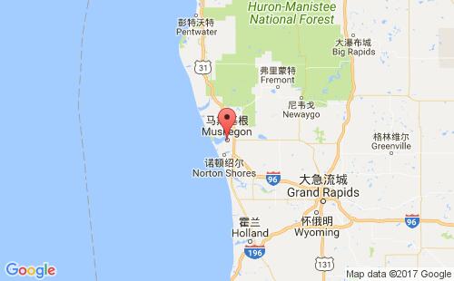 美國海運港口馬斯基根muskegon港口地圖