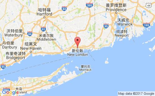 美國海運港口新倫敦new london,ct港口地圖