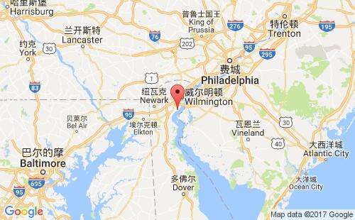 美國海運港口紐卡斯爾new castle,de港口地圖
