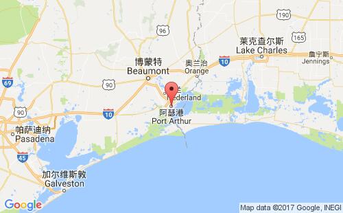 美國(guó)海運(yùn)港口阿瑟港port arthur,tx港口地圖