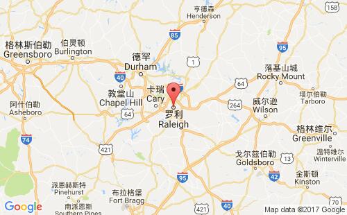 美國海運(yùn)港口羅利raleigh,nc港口地圖