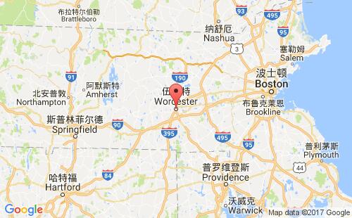 美國海運港口伍斯特worcester,ma港口地圖