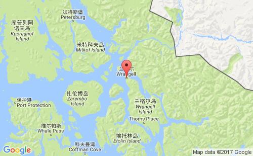 美國(guó)海運(yùn)港口蘭格爾wrangell港口地圖
