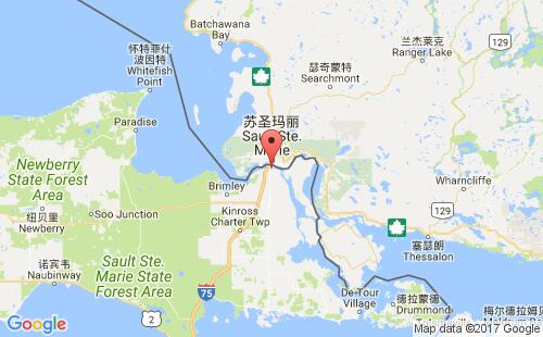 美國海運(yùn)港口蘇圣瑪麗sault ste. marie,mi港口地圖